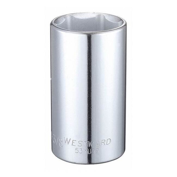 WESTWARD 1/2 in Drive, 1-3/8" Hex SAE Socket, 6 Points,  Steel, Chrome, 1 3/8 in