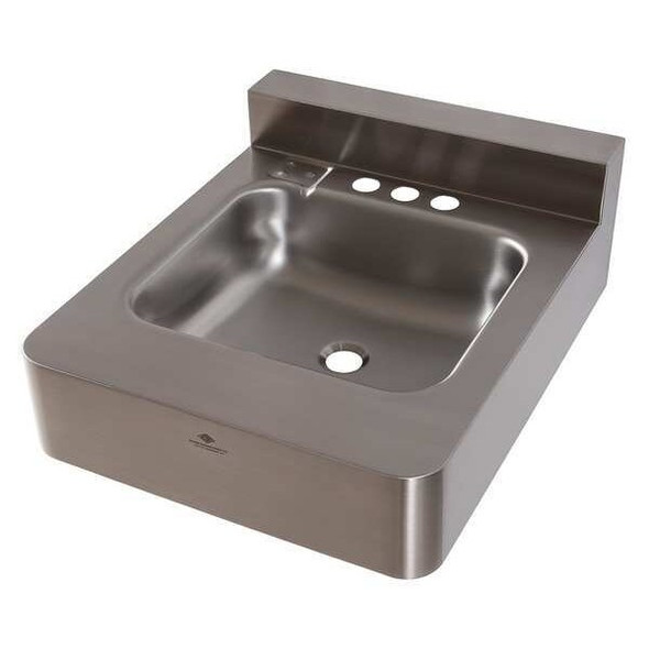 Silver Bathroom Sink, Stainless Steel, Wall Mount Bowl Size 14" x 12" x 5"