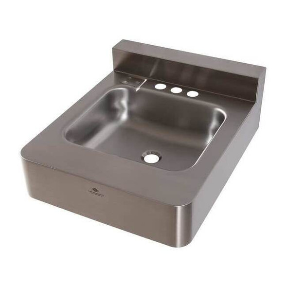 Silver Bathroom Sink, Stainless Steel, Wall Mount Bowl Size 14" x 12" x 5"