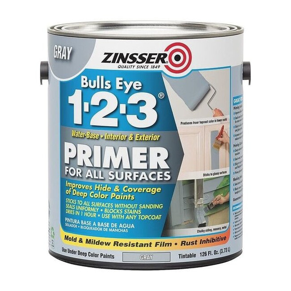 Zinsser Primer,Water,1gal,Gray,Interior/Exterior 285085