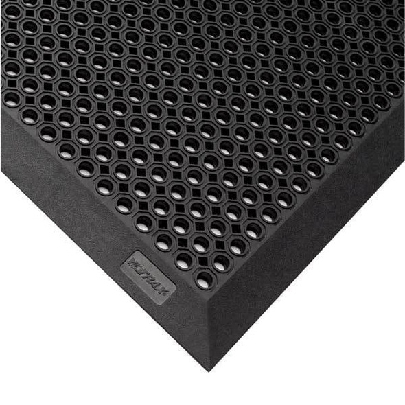 Drainage Entrance Mat, Rubber, 5/32 in Thick, Black, 2 ft W x 3 ft L