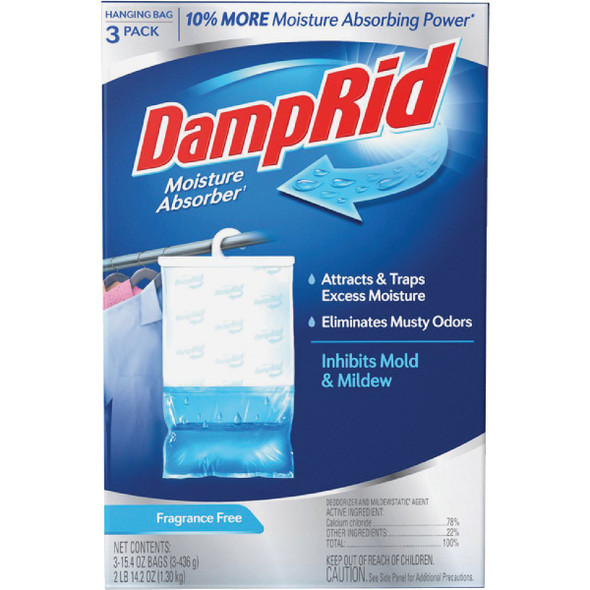DampRid 15.4 Oz. Fragrance Free Moisture Absorber Hanging Bag (3-Ct.) FG83FFESB