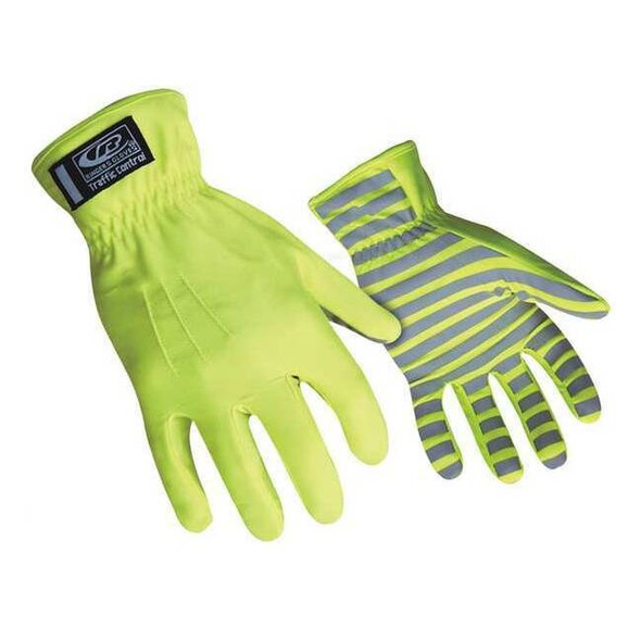 Ringers Gloves Hi-Vis Mechanics Gloves, Nylon Palm, L, Green 307-10