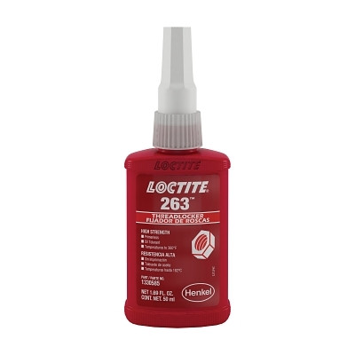 263™ High Strength Red Threadlocker, 50 mL, 1 in Thread, Red