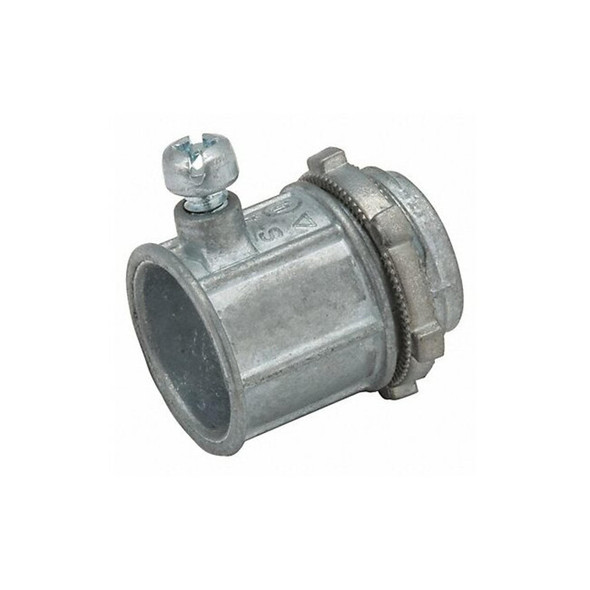 EMT Grounding Connector, 1 in, Set Screw, Zinc Alloy, Zinc Plated, Gray