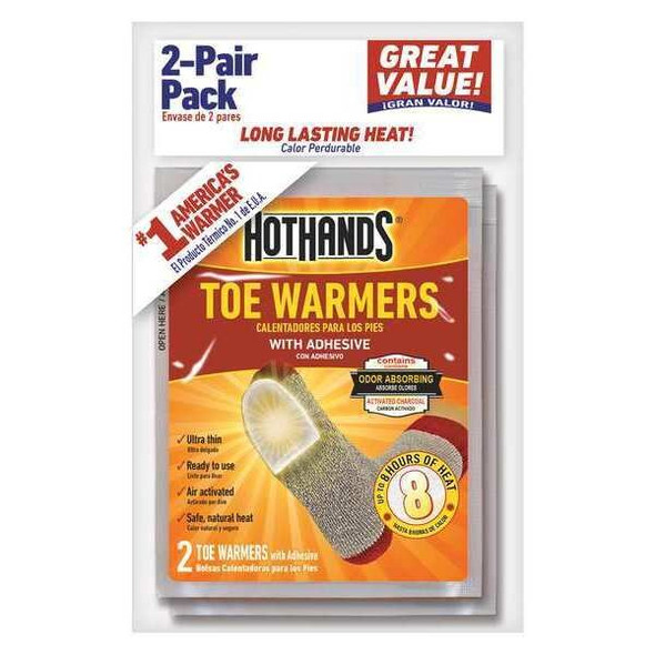 Hothands Toe Warmer,3-1/2 in. x 2-3/4 in.,PK2 TT224DQ