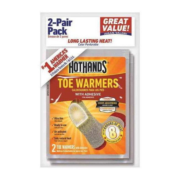 Hothands Toe Warmer,3-1/2 in. x 2-3/4 in.,PK2 TT224DQ