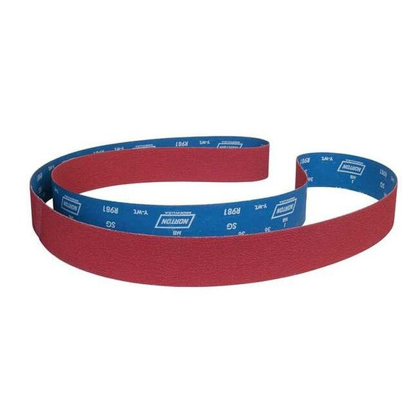 Sanding Belt, 1/2 in W, 12 in L, Coated, Ceramic, 50 Grit, Coarse, R981 SG, Red