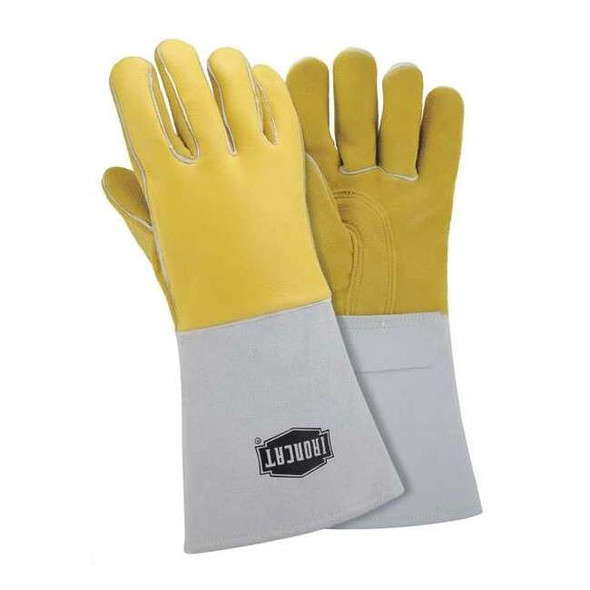 Welding Gloves, Gauntlet Cuff, Reinforced Thumb, Premium Elkskin, S, 1 PR
