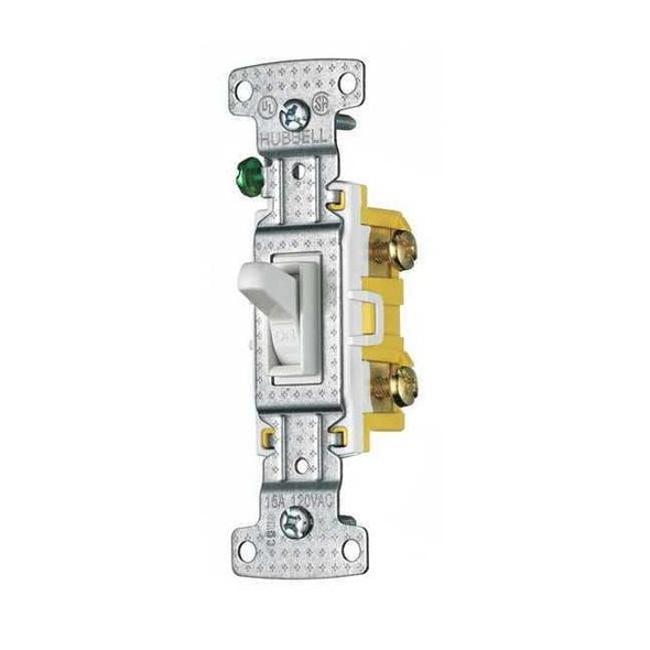 Bryant Wall Switch, 1/2 hp, Toggle, 15 A, White RS115W