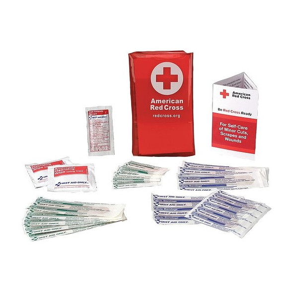 First Aid Kit and Housing, PVC Vinyl Pocket Pack, 18 Components, 5 People Served