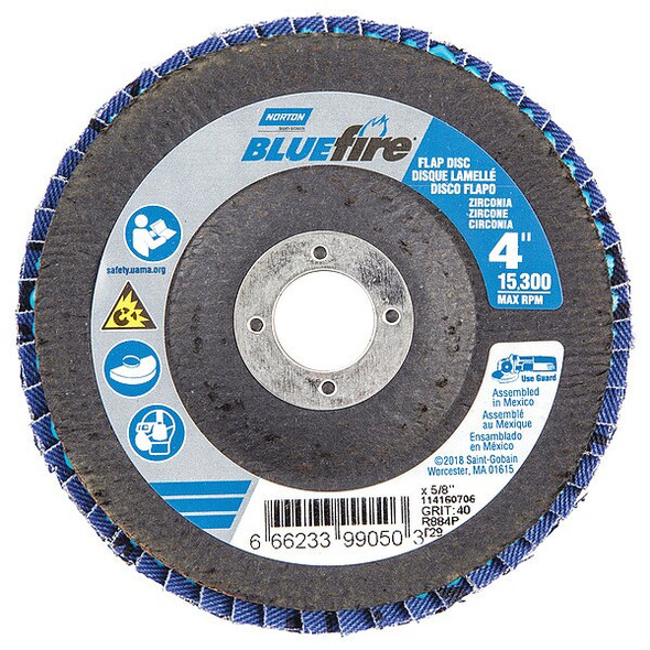 Norton Abrasives Flap Disc,4 In x 40 Grit,5/8 66623399050