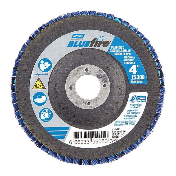 Norton Abrasives Fiber Disc,4 in Dia,5/8in Arbor,P40 Grit 66623399050