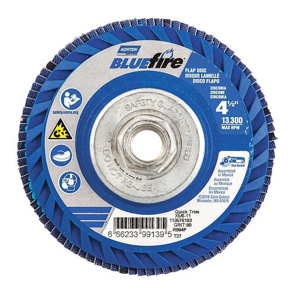 Norton Abrasives Flap Disc,4 1/2 In x 80 Grit,5/8-11 66623399139
