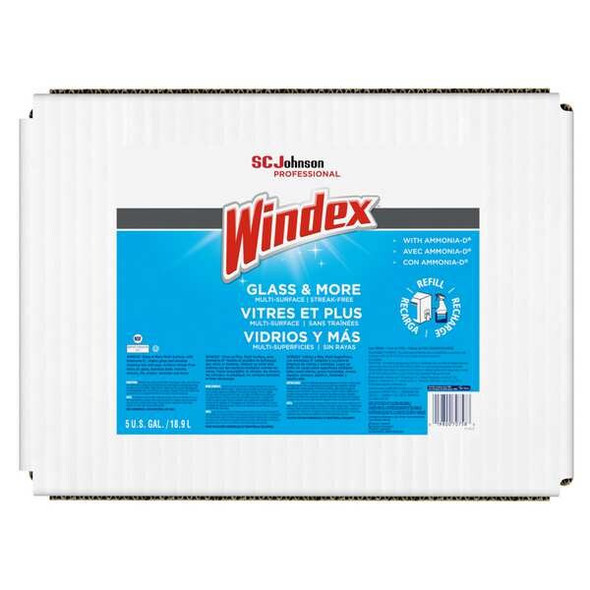 Windex Liquid Glass and Surface Cleaner, 5 gal, Blue, Unscented, Bag 696502