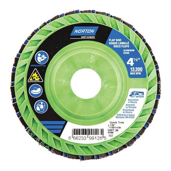 Norton Abrasives 4-1/2" dia. 7/8" arbor 36 Grit Flap Disc 66623399126
