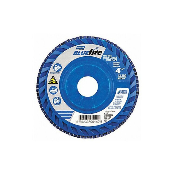 Norton Abrasives Flap Disc,4 1/2 In x 60 Grit,7/8 66623399142