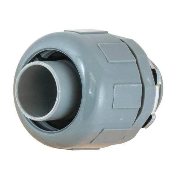 Conduit Fitting Connector, 1/2 in, Liquid-Tight, Nylon, Gray