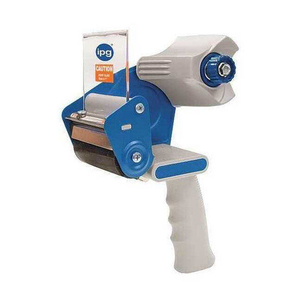 Tape Dispenser, 3 in Max. Tape Width, 3 in Tape Core Dia., Pistol, Plastic, Gray