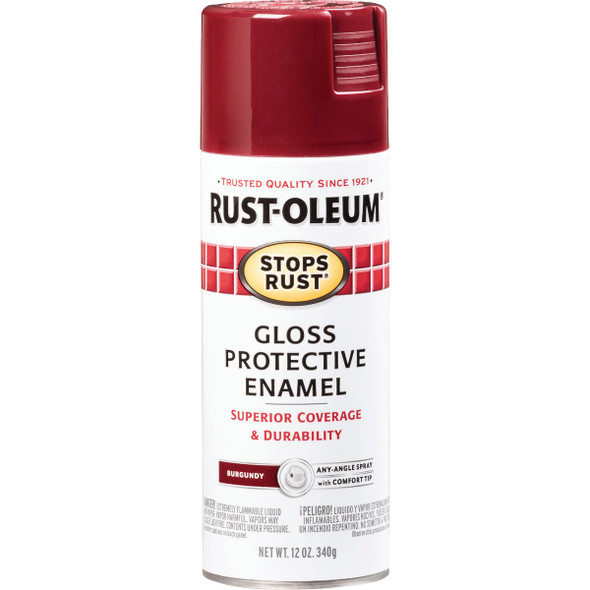 Rust-Oleum Stops Rust Burgundy Gloss 12 Oz. Anti-Rust Spray Paint 7768830