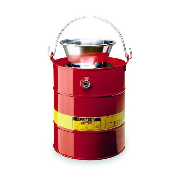 Justrite Drain Can,3 Gal.,Red,Galvanized Steel 10903