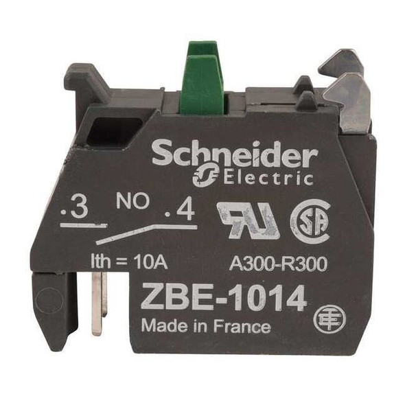 Schneider Electric ContactBlock,Black,1NO,22mm,ZB4,ZB5 ZBE1014