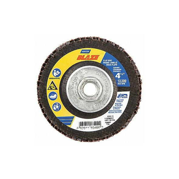 Norton Abrasives Arbor Flap Disc, 4-1/2, 36, Extra Coarse 66261183490