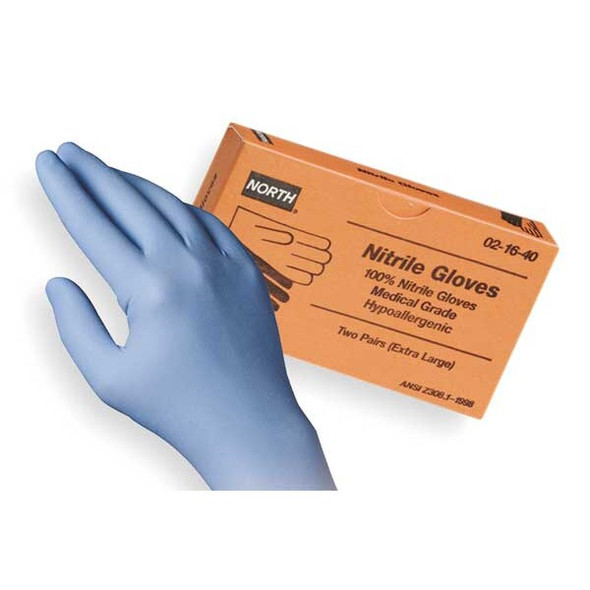 Honeywell North PK2,Disp. Gloves,Nitrile,XL,Blue 021640
