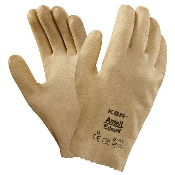 Ksr Coated Gloves, PVC, Textured, Full, 2 Abrasion Level, Yellow, L 1 PR 22-515