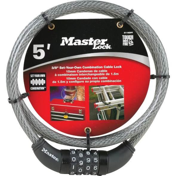 Master Lock 5 Ft. x 3/8 In. Resettable Combination Bicycle Lock Master Lock 5 Ft. x 3/8 In. Resettable Combination Bicycle Lock