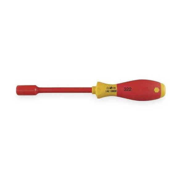 Wiha Nut Driver,7/16 in.,Solid,Ergo,Ins,5 in. 32273