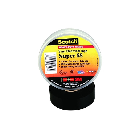 Super 88 Vinyl Electrical Tape, 3/4 in x 44 ft, Black
