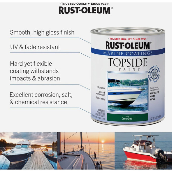 Rust-Oleum Semi-Gloss Marine Boat Topside Paint, White, 1 Qt. 396960 778818