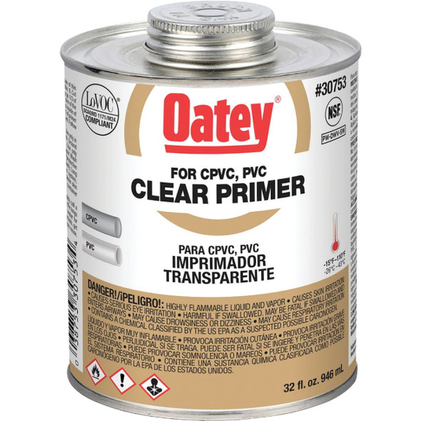 Oatey 32 Oz. Clear Pipe and Fitting Primer for PVC/CPVC  30753