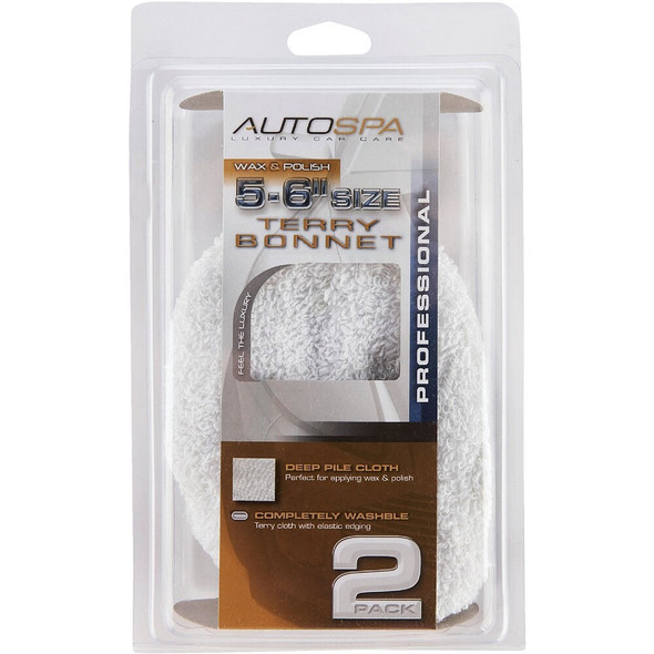 Auto Spa 5" To 6" Washable Cotton Polishing Bonnet, (2-Pack) 40400AS 574382