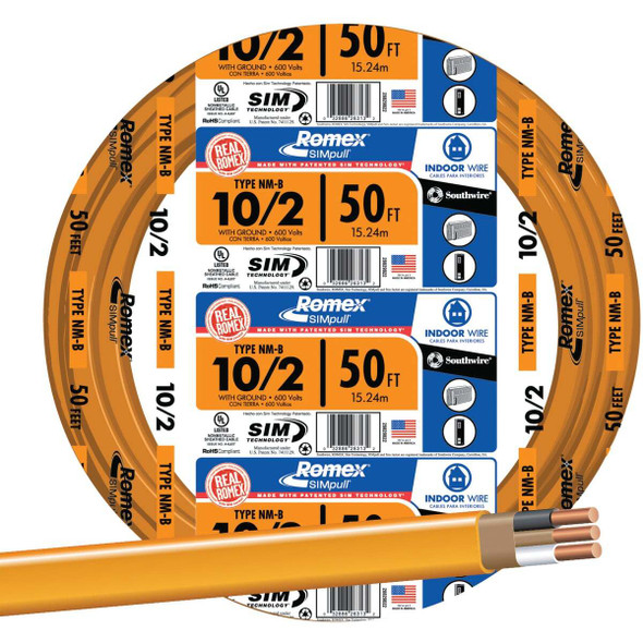 Romex 50 Ft. 10/2 Solid Orange NMW/G Electrical Wire 28829022