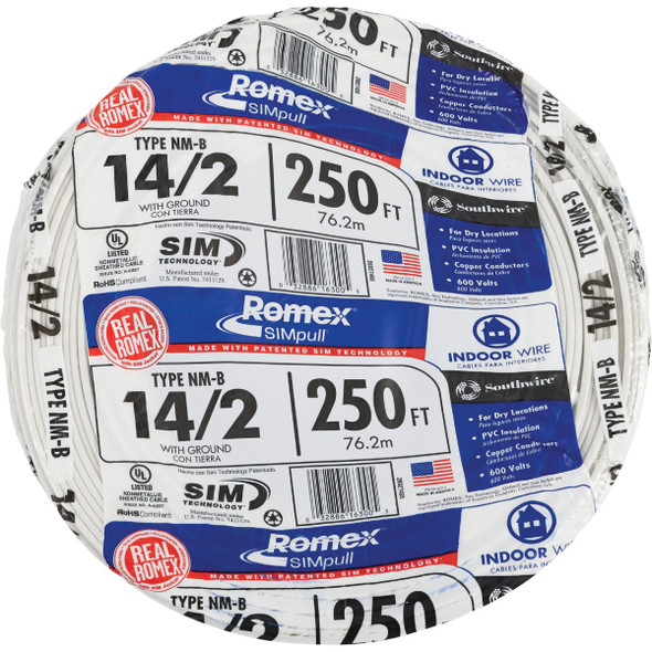 Romex 250 Ft. 14-2 Solid White NMW-G Electrical Wire 28827455 506385