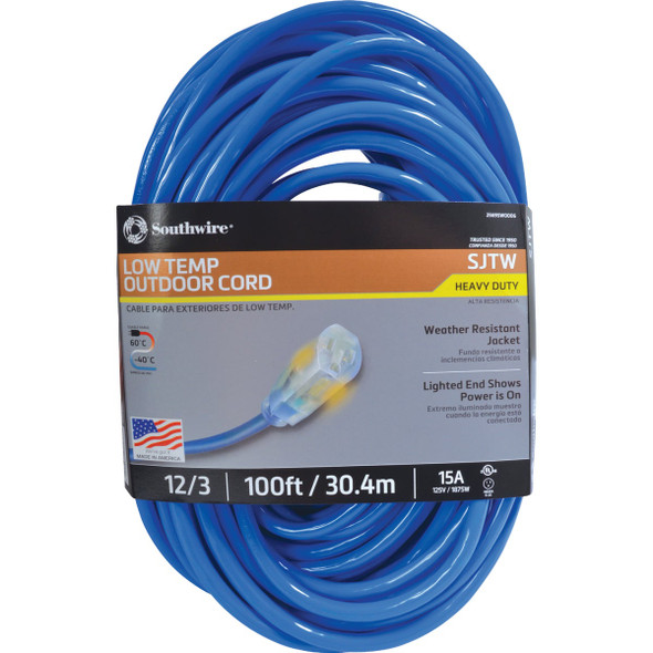 Coleman Cable ColdFlex 100 Ft. 12/3 Cold Weather Extension Cord 2569SW0006
