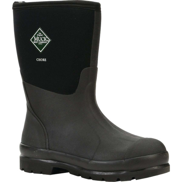 The Muck Boot Company Chore Mid Men's Black Rubber Work Boot, Size 12