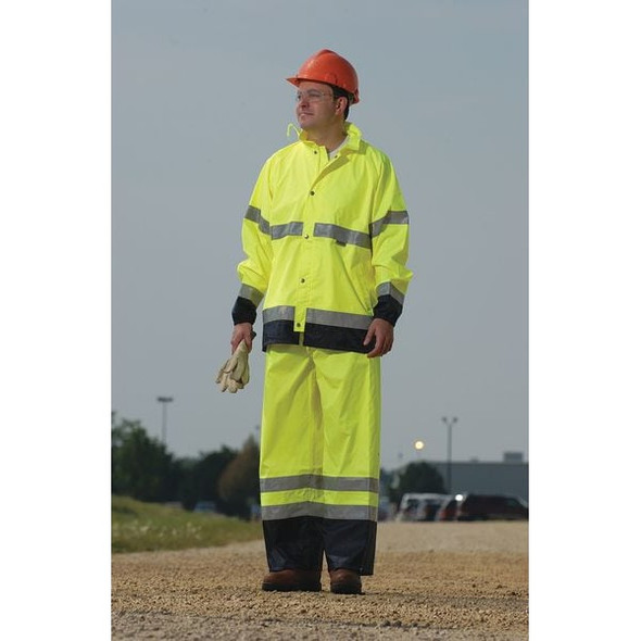 Occunomix Rain Jacket,Class 3, Type R,Blk/Ylw,XL LUX-TJR-YXL