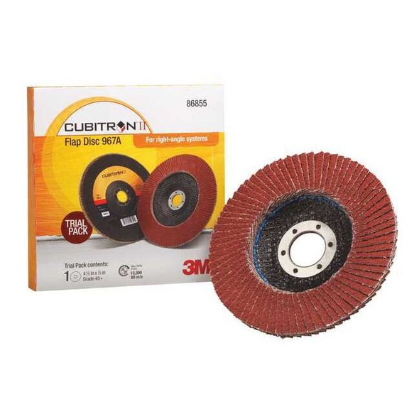 3m Cubitron Flap Disc,Type 27,4-1/2 in. dia.,40 Grit 7100094358