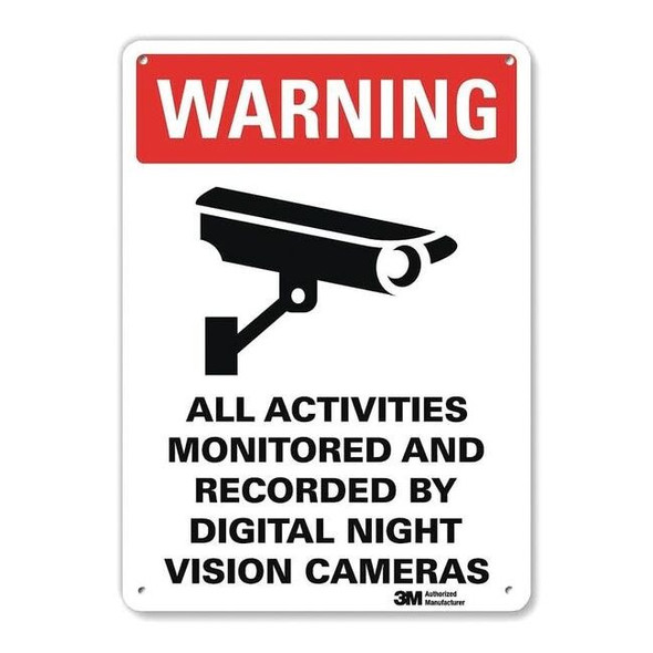 Warning Sign, 14 in Height, 10 in Width, Aluminum, Vertical Rectangle, English