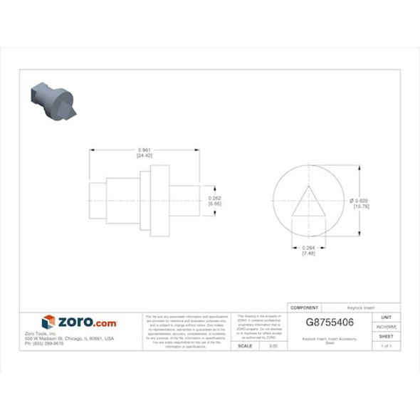 Nvent Hoffman Keylock Insert, Insert Accessory, Steel CLKTM7