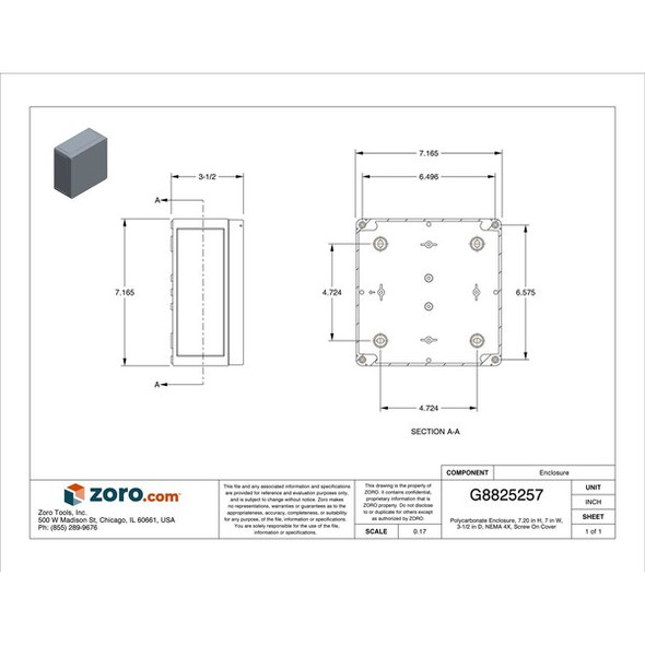 Rittal Captive Screws Electrical Enclosures, 7.20 in H, 3-1/2 in D, 7 in W, 4X 9517000