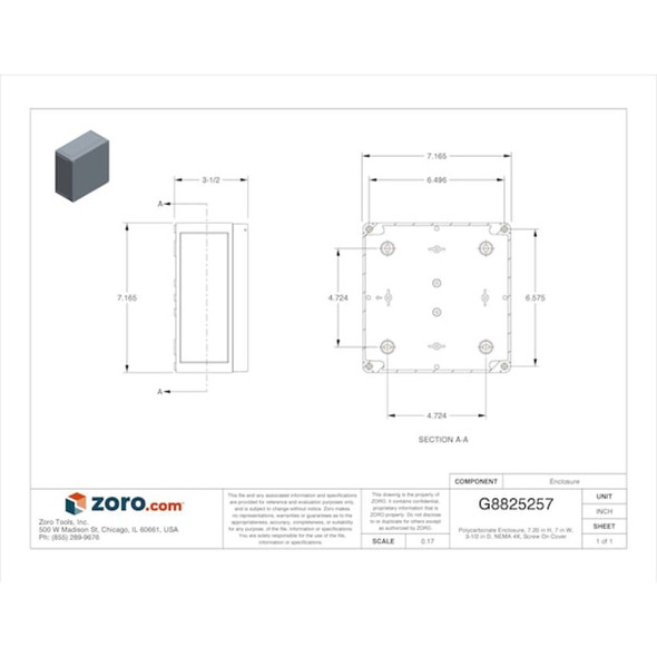 Captive Screws Electrical Enclosures, 7.20 in H, 3-1-2 in D, 7 in W, 4X  9517000