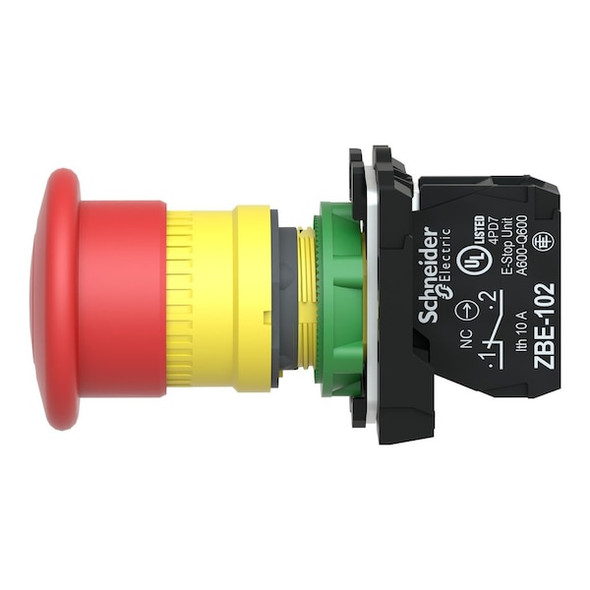 Schneider Electric Emergency Stop Push Button, 22 mm, 1NC, Red XB5AT842