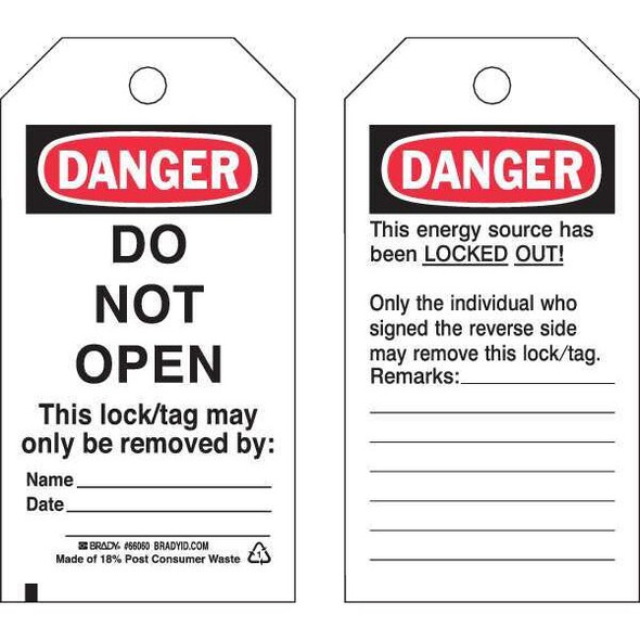 Brady Danger Tag,5-3/4 x 3 In,Cardstock,PK25 65448 Brady Danger Tag,5-3/4 x 3 In,Cardstock,PK25 65448