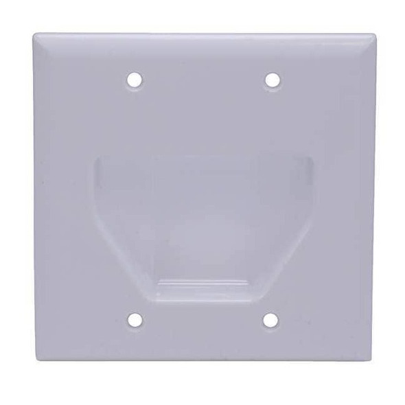 Monoprice Wall Plate,Cable,Recessed,2G,Wht 4001