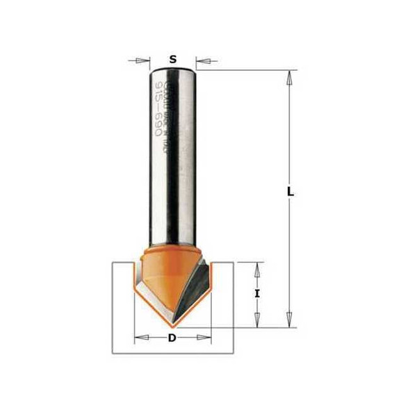 Cmt V-Groove Cut Profile Router Bit,1/4" 815.064.11