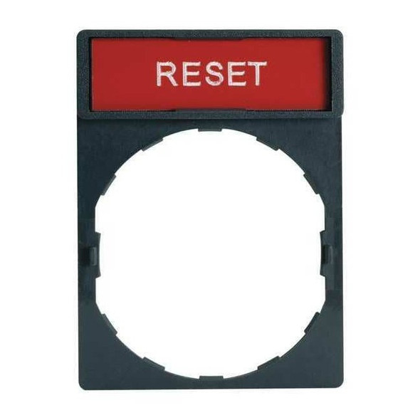 Schneider Electric Legend Plate, Rectangular, Reset, White/Red ZBY2323